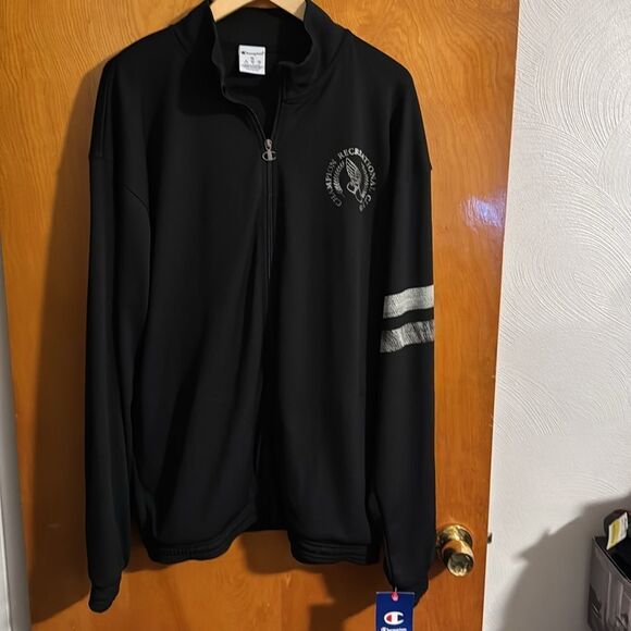 Champion Track Jacket Mens XL Black Mesh - Picture 1 of 3